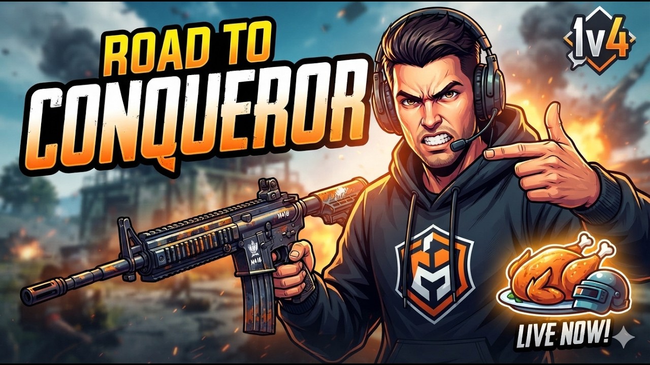 🔥 ROAD TO CONQUEROR | 1v4 Clutches & Rank Push | PUBG LIVE 🚀 - YouTube
