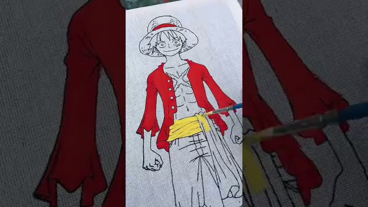 ระบายสีงานวัด 3 ลายลูฟี่ 🎨🖌👩‍🎨 #shorts #diy #ฝากติดตาม #หมูหมีจัดให้ #ระบายสี