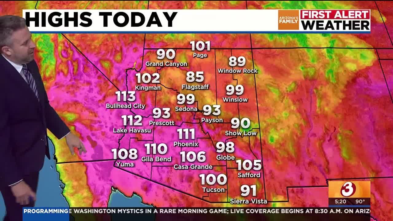 Hot, sunny day ahead for most in Phoenix area - YouTube