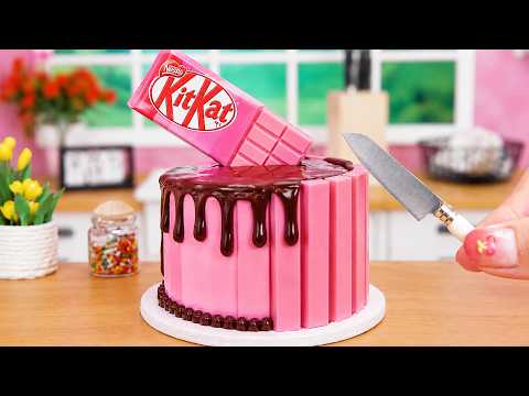 KITKAT Strawberry Cake 🍓 So Sweet Miniature Pink Chocolate Cake Decorating Idea