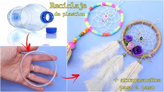 como hacer ARO para ATRAPASUEÑOS con botellas de plástico ♻️+tutorial