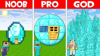 DIAMOND BLOCK HOUSE BUILD CHALLENGE! DIAMOND BLOCK BASE in Minecraft NOOB vs PRO vs GOD!