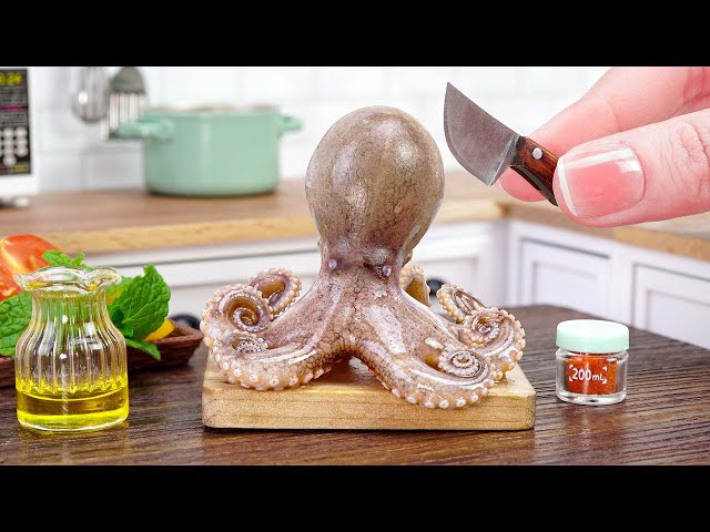 SO SPICY!!! Yummy Miniature Korean Fried Octopus Recipe | ASMR Cooking Mini Real Food class=