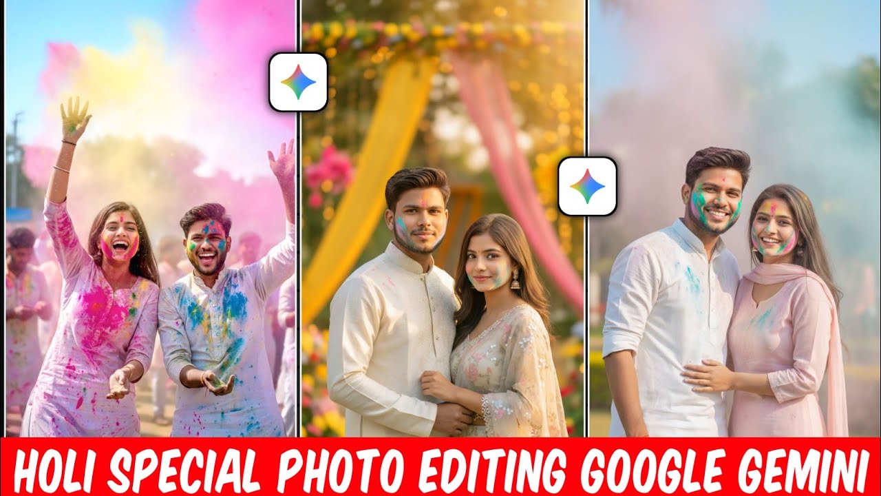 🌈 Holi Special Photo Editing with Google Gemini | AI Holi Effect Tutorial