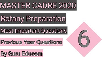 Master Cadre 2020 Preparation Of Botany | Most Important Previous Year Questions Of Botany