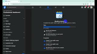 Details How To Check Weekly Challenge Progress on Facebook Page | Facebook Professional Dashboard Tips ✅📊 Update