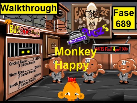 Walkthrough Monkey Happy Fase 689Monkeys living in a recession The Great Reset eating BUGS theme