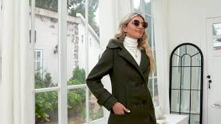 Tanming Women's Warm Double Breasted Wool Pea Coat Trench Coat screenshot 2