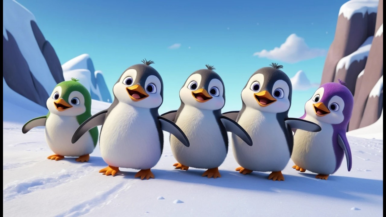 Five Little Baby Penguins Slide Slide Slide | Winter Counting Song ...