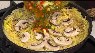 Ich reibe 3 Kartoffeln mit Ei und Pilzen ein - und in 10 Minuten wird es unglaublich lecker!
