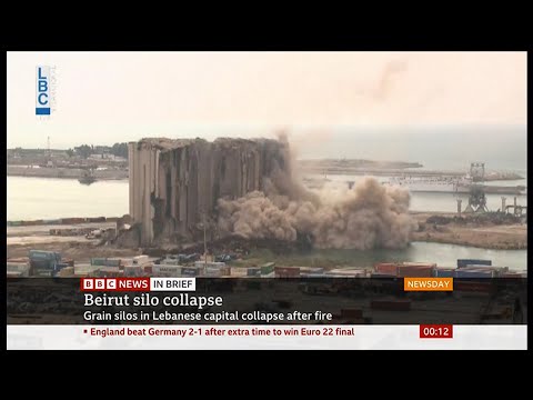 Beirut gran silo fire and collapse at the port (3) (Lebanon) - BBC News - 31st July 2022