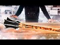 CASTING + WOODTURNING Aluminum Medieval Mace with GOLD Walnut Resin Handle