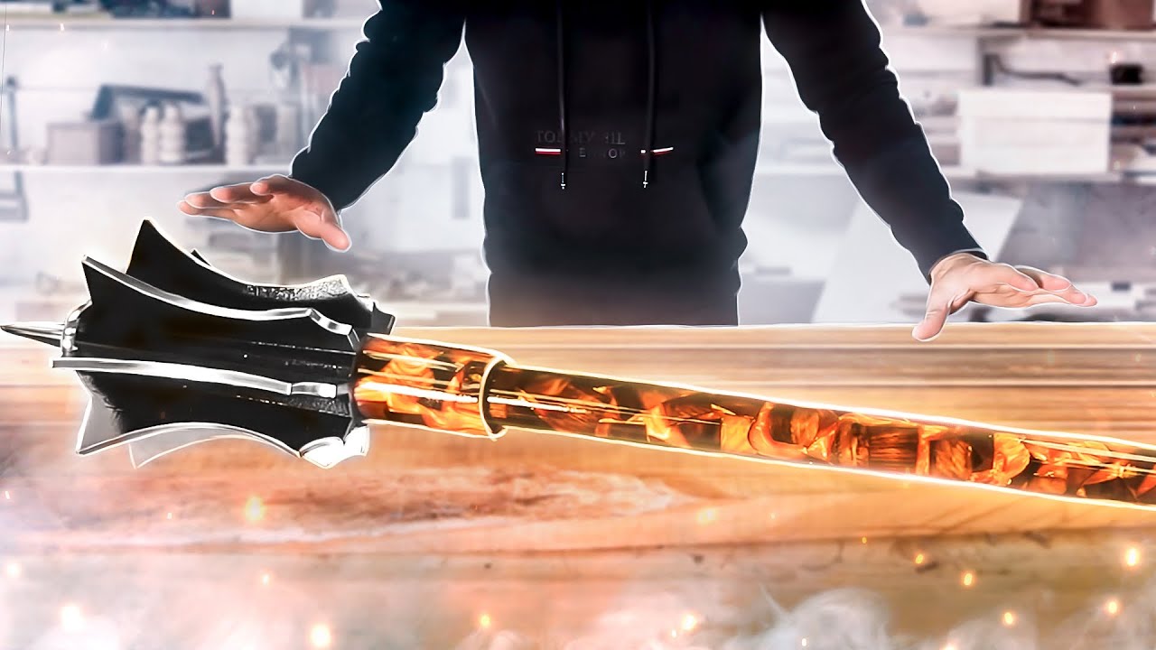 CASTING + WOODTURNING Aluminum Medieval Mace with GOLD Walnut Resin Handle