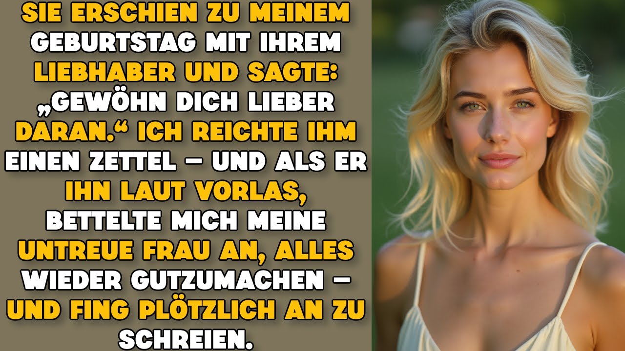 Sie kam an meinem Geburtstag mit ihm, ich reichte ihm den Zettel – dann schrie sie.