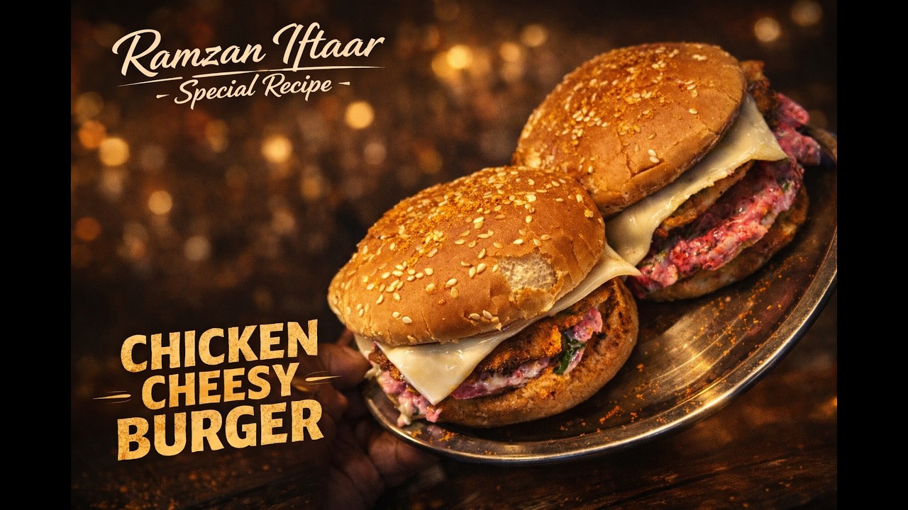 Ramadan iftaar special quick cheesy chicken patty burger