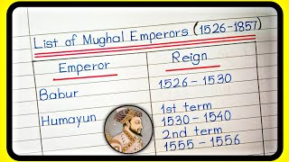 List of Mughal Emperors in India (1526 - 1857)