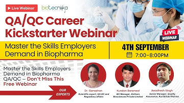 📢 QA/QC Career Kickstarter Webinar – Master the Skills Employers Demand in Biopharma