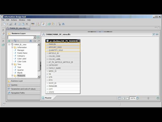 Create a business layer for SAP HANA views: Information design tool 4.x