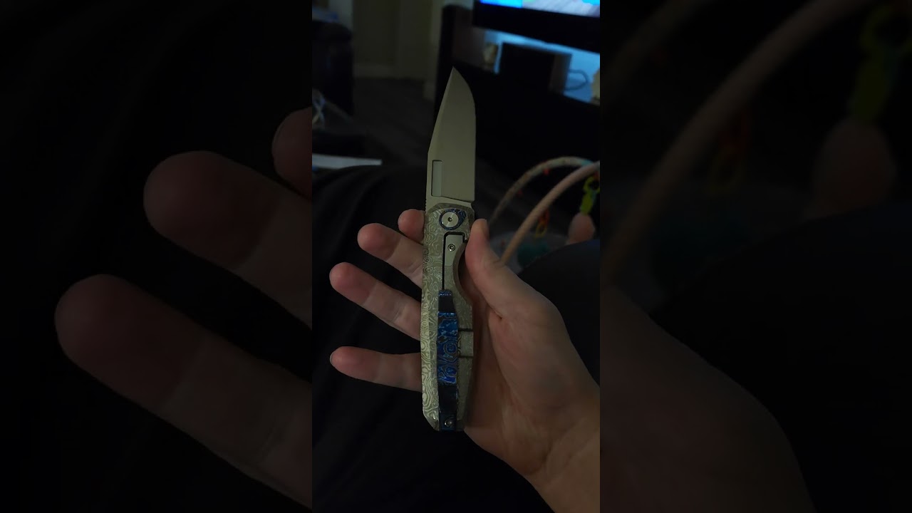 Vero Isotope - Damascus acid etch on frame, timascus inlay, clip, and pivot collar