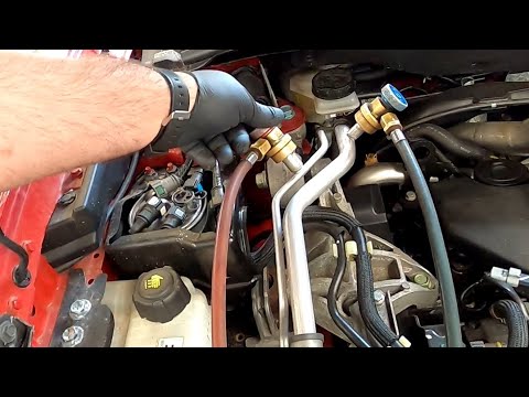 nissan air conditioning recharge - YouTube