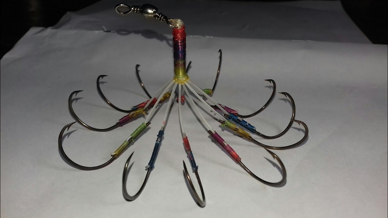 Easy maltiple fishing hooks fitting technique YouTube