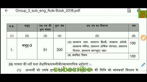 MP Vyapam sub engineer (2020) exam pattern