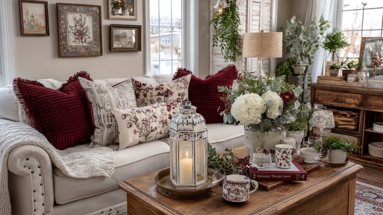 Идеи рождественского декора с нежной клюквой и шалфеем | Теплый и уютный деревенский дом, праздни...