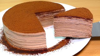 Chocolate Mille Crepe cake | Easy Crepe cake recipe without oven