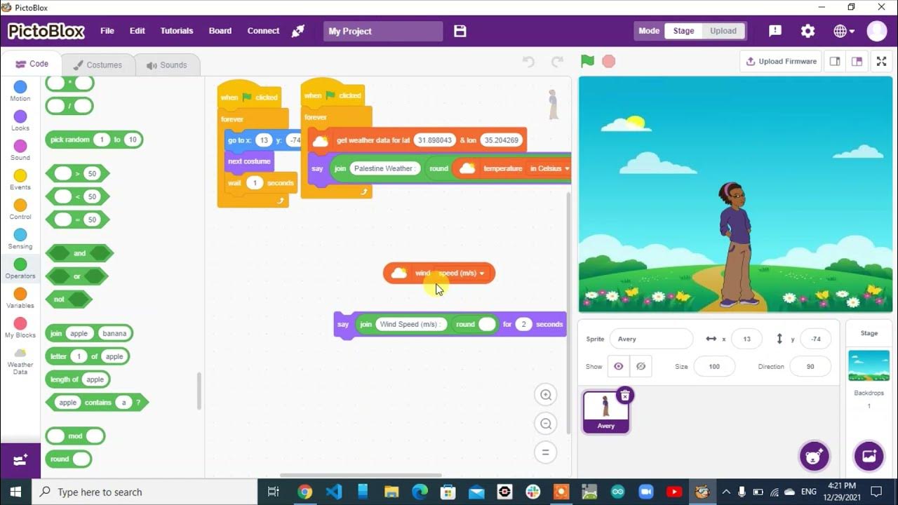 Get Weather Data PictoBlox الحصول على بيانات الطقس بكتو بلوكس