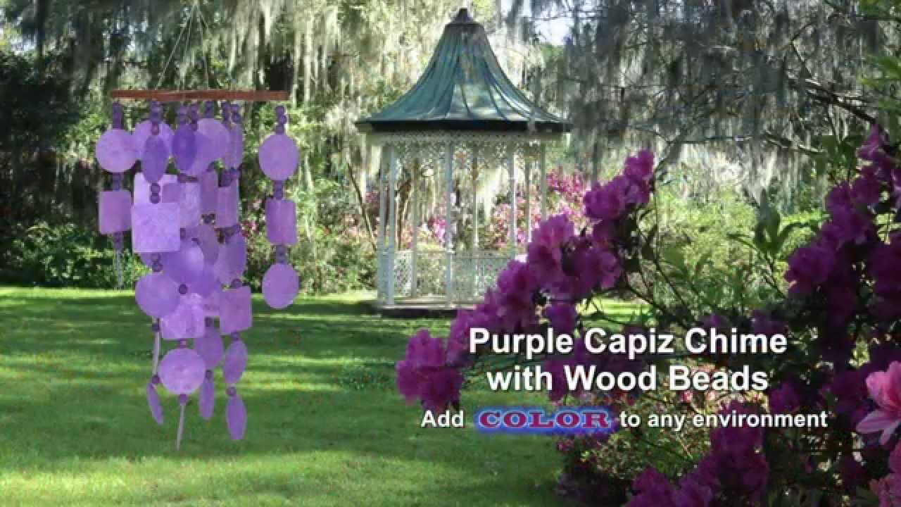 Purple Capiz Chime with Wood Beads by Woodstock Chimes - YouTube