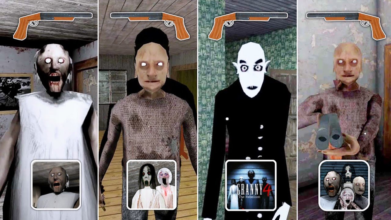 Shotgun Battle - Granny Revamp Vs Granny Recaptured Vs Granny Chapter Two Remake Vs Granny 4