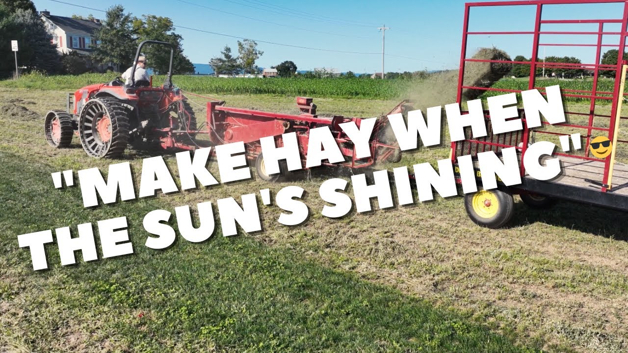 Raking & Baling Hay with the Kioti DK65s New Holland 275 Baler YouTube