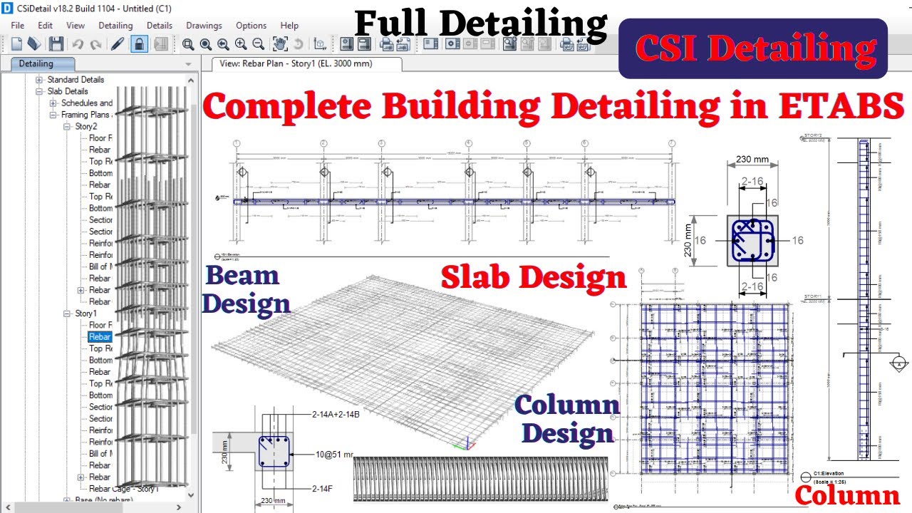 Complete Slab Design in ETABS software complete G 1 building detailing civil engineering online