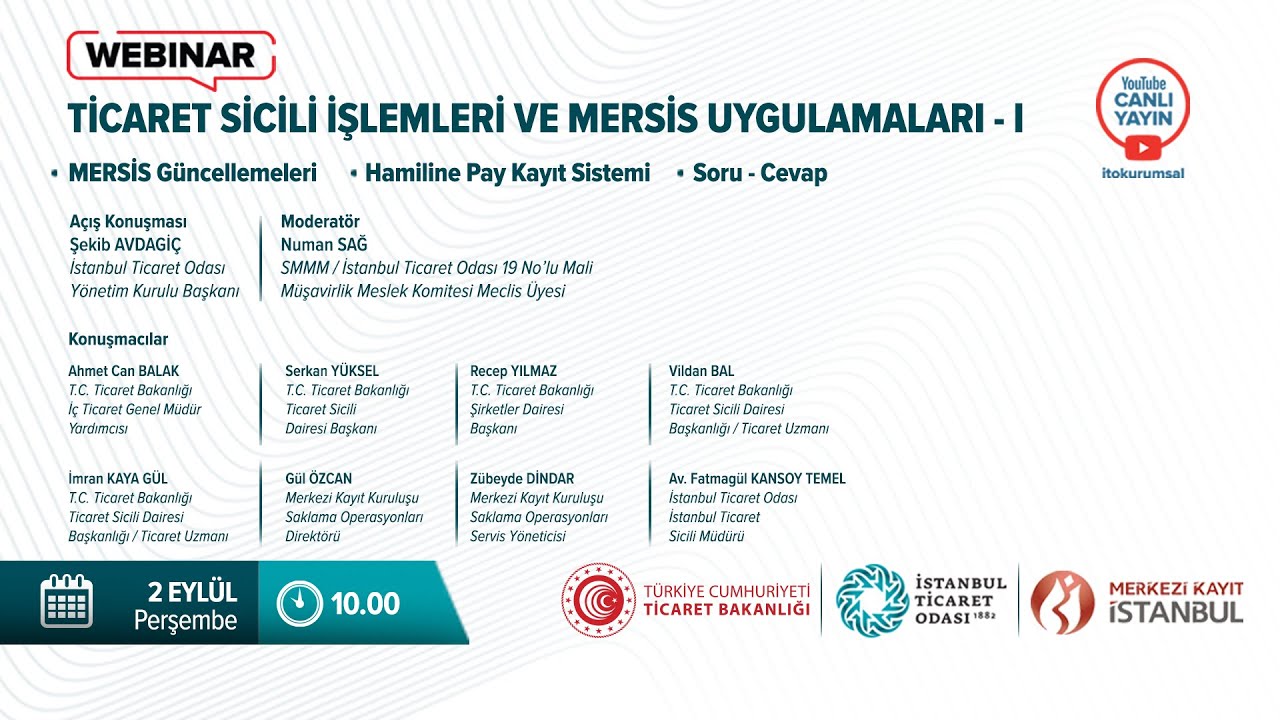 ticaret sicili islemleri ve mersis uygulamalari i webinari youtube