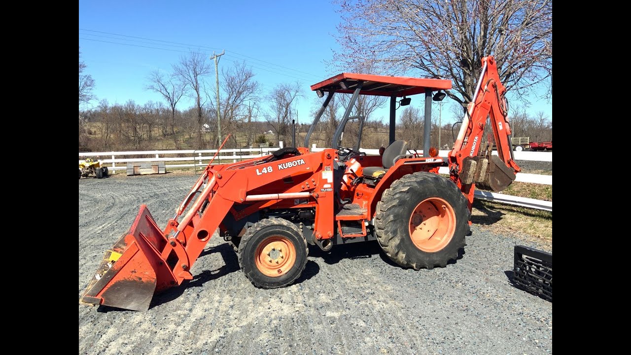 Lot 44 Kubota L48 Tractor, TL1150 Loader, BT1100 Backhoe attachment