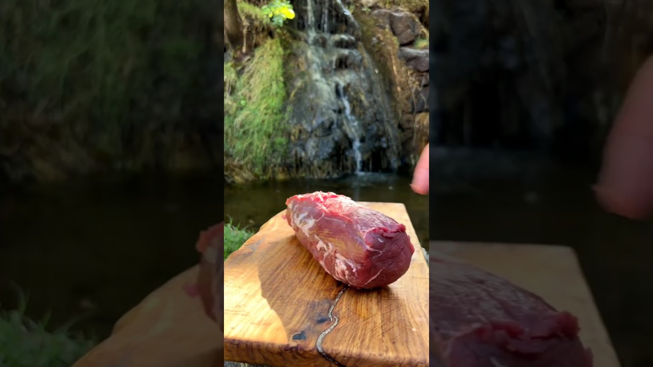 Beef outdoor cooking in nature