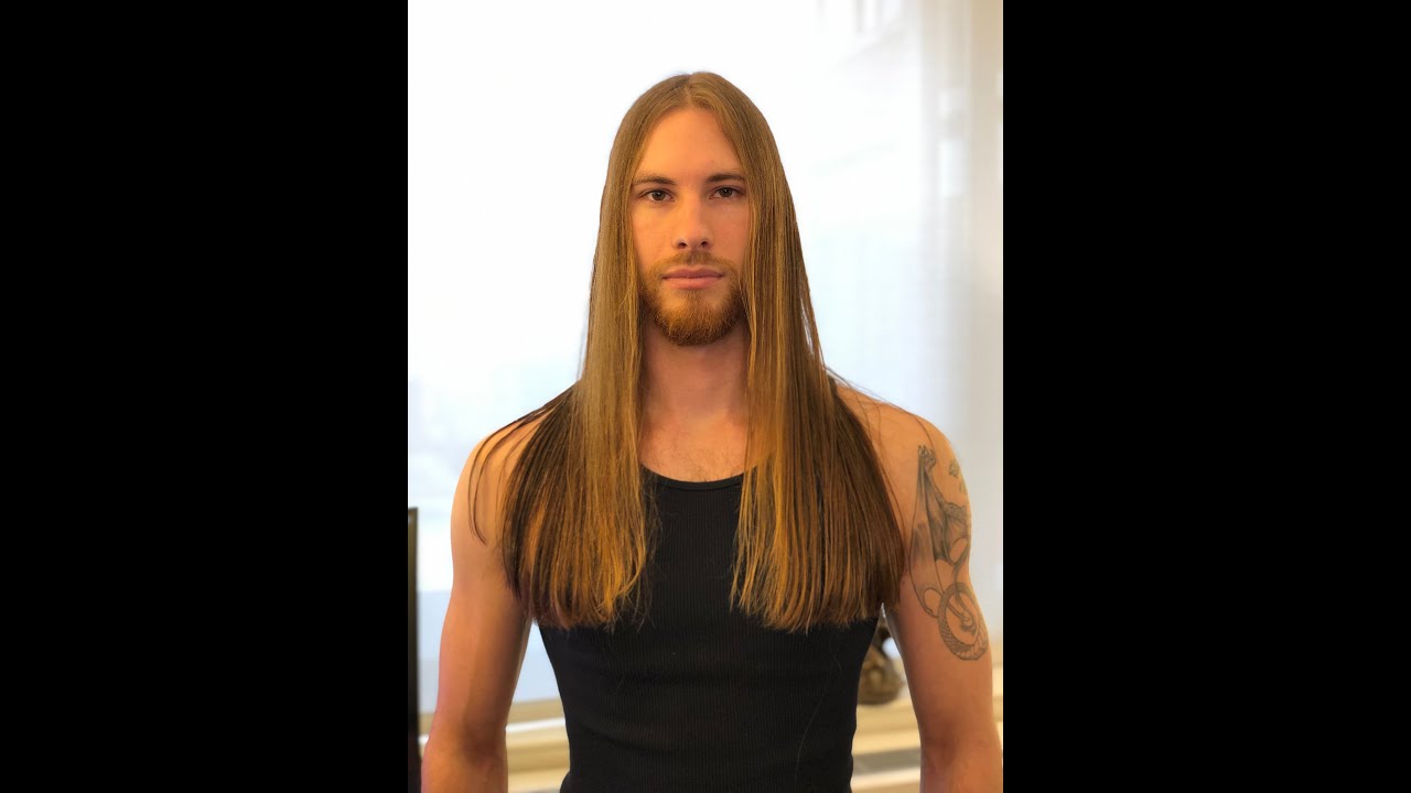 Trim and Hairstyle on Very Long Hair Male Model - YouTube