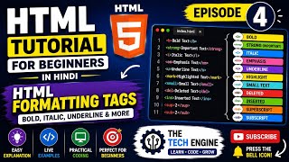 HTML Tutorial for Beginners in Hindi | Episode 4 | HTML Formatting Tags Explained | Bold, Italic etc
