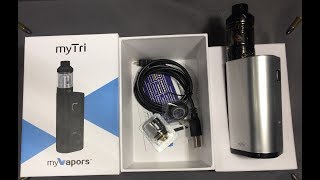 Opening the myTri myVapors Kit in silver with setup and First Fill