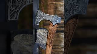 Viking Axe With Wood Burned Handle #Shorts