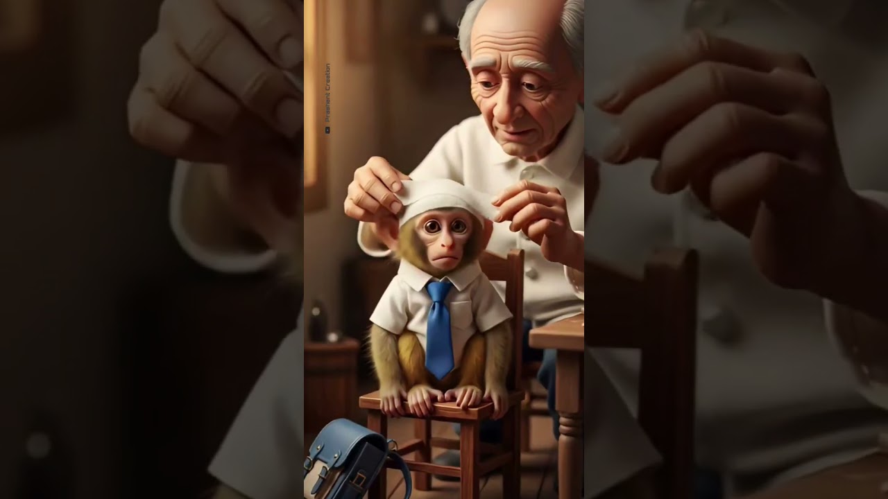 🐵📚 “The Monkey Goes to School but Falls on the Way! #ai #new #trending #viral #monkey #explore