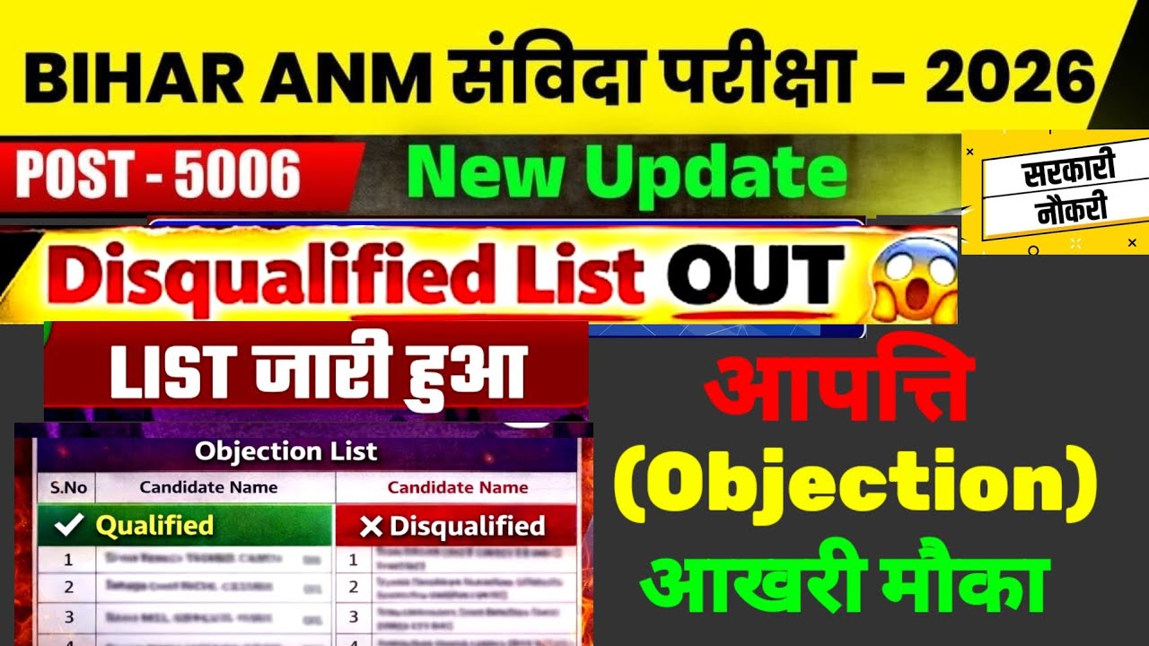 बिहार NHM Anm 7780 List | Disqualified List | Bihar Anm Final Merit List 2026 