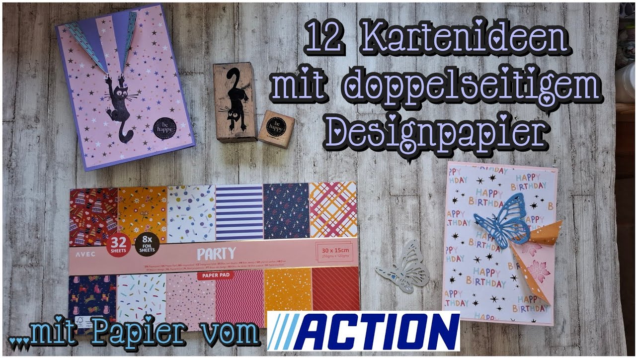 12 Kartenideen mit doppelseitigem Designpapier inkl. Auslosung Challenge