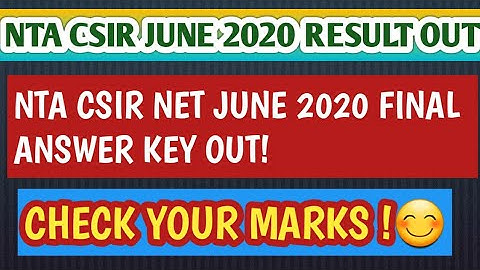 RESULT OUT!NTACSIR NET JUNE 2020| FINAL ANSWER KEY OUT!