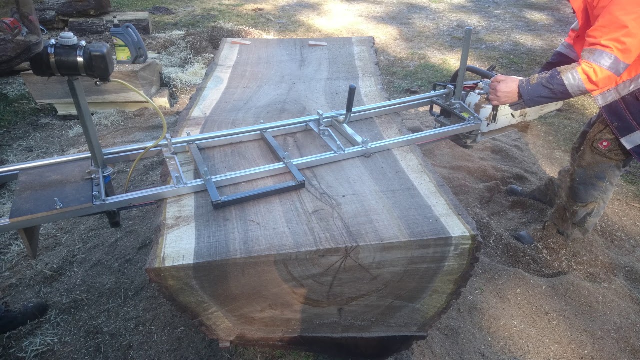 Stihl Ms 880 vs walnutlog granberg sawmill - YouTube