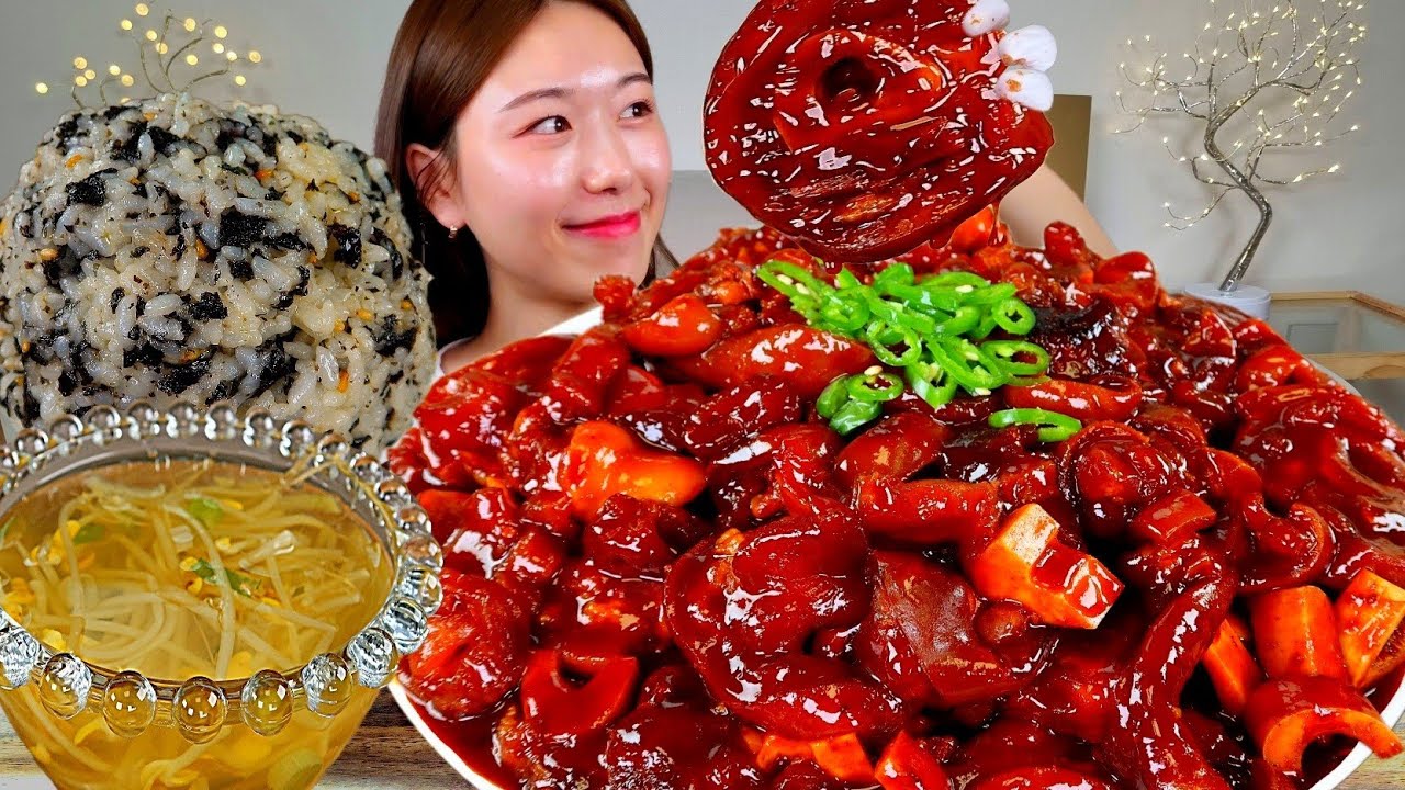 ASMR 야들야들 우족찜 주먹밥 콩나물국 리얼먹방 :) Steamed Ox Trotters MUKBANG