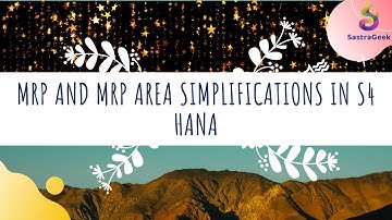 MRP and MRP Area Simplifications In S4 Hana