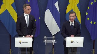 Pressträff med statsminister Ulf Kristersson och Finlands president Alexander Stubb