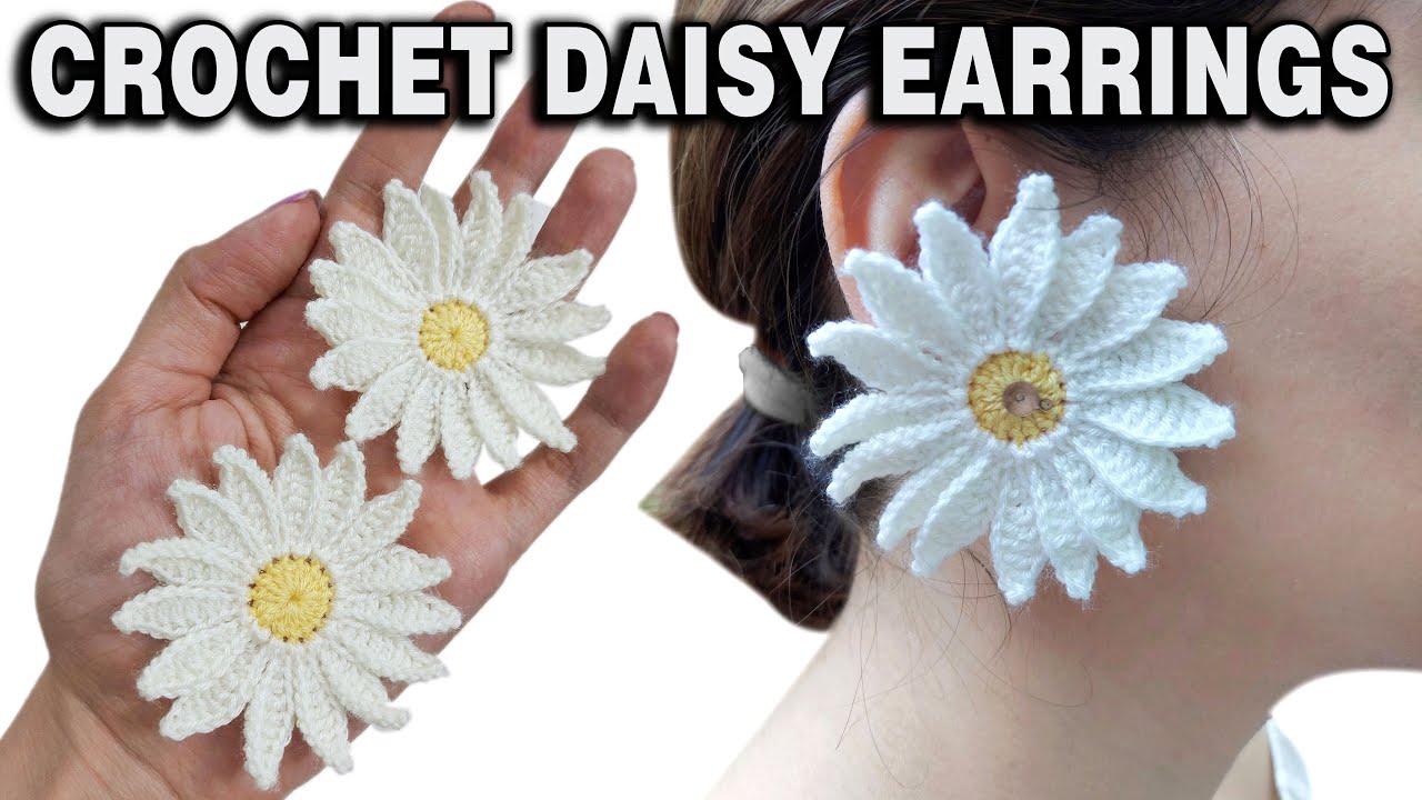 Вязаные крючком серьги-ромашки для начинающих | Пошаговое руководство