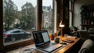 Rainy Day Study Setup 🌧️ Cozy Desk, Window Rain &amp; Focus Ambience 4K